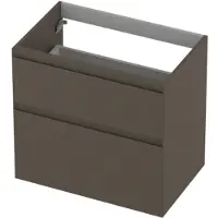 Ink Onderkast 70x45cm - Greeploos - 2 Lades Asymmetrisch - Mat Taupe - Badkamermeubels, Wastafelonderkasten - 8718835128012