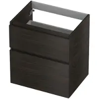 Ink Onderkast 60x45cm - Greeploos - 2 Lades Asymmetrisch - Intens Eiken - Badkamermeubels, Wastafelonderkasten - 8718835128340