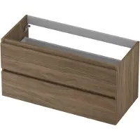 Ink Onderkast 100x45cm - Greeploos - 2 Lades - Zuiver Eiken - Badkamermeubels, Wastafelonderkasten - 8718835078676