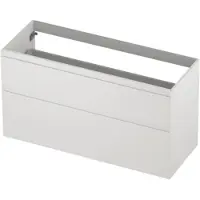 Ink Onderkast 120x45cm - Greeploos - 2 Lades Asymmetrisch - Mat Wit - Badkamermeubels, Wastafelonderkasten - 8718835128258