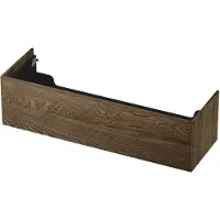 Ink Onderkast 140x45cm - Push To Open - 1 Lade - Massief Eiken Charcoal - Badkamermeubels, Wastafelonderkasten - 8718835093952