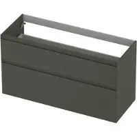 Ink Onderkast 120x45cm - Greeploos - 2 Lades Asymmetrisch - Mat Beton Groen - Badkamermeubels, Wastafelonderkasten - 8718835128319