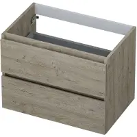 Ink Onderkast 70x45cm - Greeploos - 2 Lades - Greige Eiken - Badkamermeubels, Wastafelonderkasten - 8718835043315