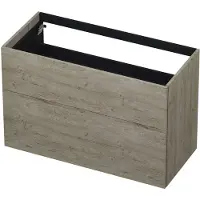 Ink Onderkast 100x45cm - Push To Open - 2 Lades - Greige Eiken - Badkamermeubels, Wastafelonderkasten - 8718835049911