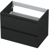 Ink Onderkast 70x45cm - Greeploos - 2 Lades - Mat Antraciet - Badkamermeubels, Wastafelonderkasten - 8718835009540