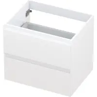 Ink Onderkast 60x45cm - Greeploos - 2 Lades - Hoogglans Wit - Badkamermeubels, Wastafelonderkasten - 8718835009519