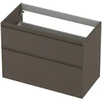 Ink Onderkast 90x45cm - Greeploos - 2 Lades Asymmetrisch - Mat Taupe - Badkamermeubels, Wastafelonderkasten - 8718835128159
