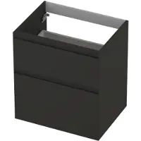 Ink Onderkast 60x45cm - Greeploos - 2 Lades Asymmetrisch - Mat Antraciet - Badkamermeubels, Wastafelonderkasten - 8718835127916