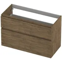 Ink Onderkast 100x45cm - Greeploos - 2 Lades Asymmetrisch - Naturel Eiken - Badkamermeubels, Wastafelonderkasten - 8718835128647