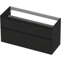 Ink Onderkast 120x45cm - Greeploos - 2 Lades Asymmetrisch - Mat Zwart - Badkamermeubels, Wastafelonderkasten - 8718835128302