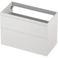 Ink Onderkast 90x45cm - Greeploos - 2 Lades Asymmetrisch - Mat Wit - Badkamermeubels, Wastafelonderkasten - 8718835128111