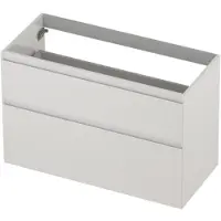 Ink Onderkast 100x45cm - Greeploos - 2 Lades Asymmetrisch - Hoogglans Wit - Badkamermeubels, Wastafelonderkasten - 8718835128203