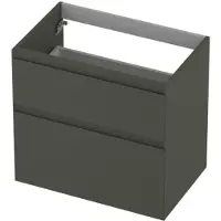 Ink Onderkast 70x45cm - Greeploos - 2 Lades Asymmetrisch - Mat Beton Groen - Badkamermeubels, Wastafelonderkasten - 8718835128036