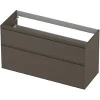 Ink Onderkast 120x45cm - Greeploos - 2 Lades Asymmetrisch - Mat Taupe - Badkamermeubels, Wastafelonderkasten - 8718835128296