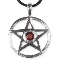 EtNox - pendant Pentagram with garnet - 925 silver