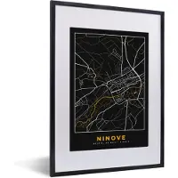 PosterMonkey Fotolijst incl. Poster - Plattegrond - Ninove - Stadskaart - Goud - Kaart - 30x40 cm - Posterlijst