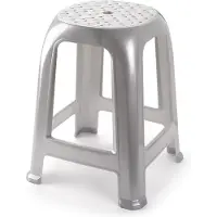 PlasticForte Pakket van 3x stuks zilver krukje/keukenkrukje/opstapje 46,5 cm - Keuken/badkamer krukjes/zitjes