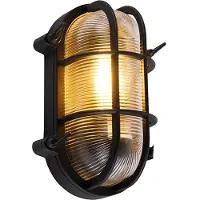 QAZQA Industriële wand- en plafondlamp zwart ovaal IP44 - Noutica