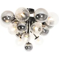 QAZQA Plafondlamp zwart met smoke en helder glas 10-lichts - Bonnie