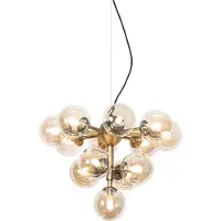 QAZQA Hanglamp brons met amber glas 13-lichts - Bianca