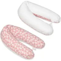 Viking Choice Voedingskussen - met koordjes - 145 cm - roze met zwanen