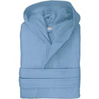 The One Towelling Velours Badjas Capuchon - Aqua Azura - S/M