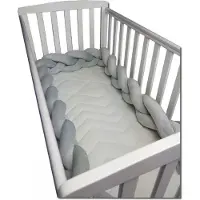 Viking Choice Bedbumper grijs - 280 cm lang - gevlochten - bedomrander voor ledikant
