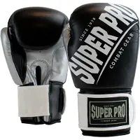 Super Pro Combat Gear Rebel (Kick)Bokshandschoenen - Zwart/Wit - 14 oz