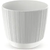 Prosperplast Plantenpot - stripe - wit - kunststof - D17xH15 cm - voor binnen/buiten