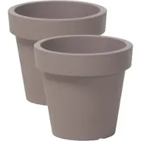 Prosperplast 4x stuks basic plantenpot/bloempot kunststof dia 13.5 cm/hoogte 12 cm taupe voor binnen/buiten