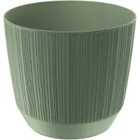 Prosperplast Plantenpot - stripe - olijfgroen - kunststof - D17xH15 cm - voor binnen/buiten