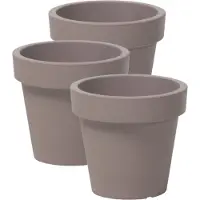 Prosperplast 3x stuks basic plantenpot/bloempot kunststof dia 13.5 cm/hoogte 12 cm taupe voor binnen/buiten