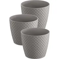 Prosperplast 3x stuks orient stijl plantenpot/bloempot kunststof dia 22 cm en hoogte 19 cm in het steengrijs voor binnen/buiten