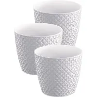 Prosperplast 3x stuks orient stijl plantenpot/bloempot kunststof dia 16 cm en hoogte 14 cm in het parel wit voor binnen/buiten