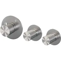 Brauer Brushed Carving inbouwthermostaat en 2 stopkranen RVS geborsteld PVD