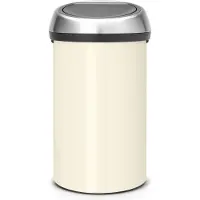 Brabantia Prullenbak – Soft-Touch Deksel – 60 liter – 40 x 40 x 71 cm – Pearl White / Matt Steel