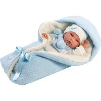 Llorens Blanke Pop Nico Met Omslagdoek Blauw 40Cm