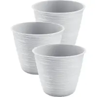 Prosperplast Plantenpot/bloempot Paintstripe - 3x stuks - kunststof - wit - 17 cm x 14 cm - stijlvol