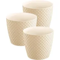Prosperplast 3x stuks orient stijl plantenpot/bloempot kunststof dia 16 cm en hoogte 14 cm in het creme wit voor binnen/buiten