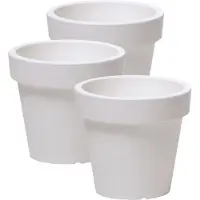 Prosperplast Bloempot Basic - 3x stuks - kunststof - parel wit - D14 x H12 cm - buiten/tuin