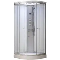Maxaro Modera Complete Douchecabine 100x100 cm Wit Glas Schuifdeur Kwartrond | Douchecabine Kopen | Douchecabine Kwartrond
