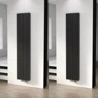 Maxaro Ceres Designradiator | 37,5x180 cm Mat zwart 1504 Watt Aluminium Centrale verwarming
