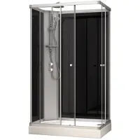 Maxaro Modera Complete Douchecabine | 120x80 cm Zwart glas Schuifdeur Rechthoek