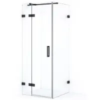 Maxaro Diamond Douchecabine | 80x80 cm Zwart chroom Helder glas Draaideur Vierkant