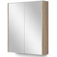 Maxaro Spiegelkast Met Verlichting Modulo 60x70cm Lichtbruin Eiken Badkamer Spiegelkast | Spiegelkast Badkamer | Spiegelkast met Verlichting