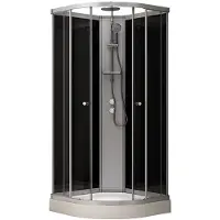 Maxaro Modera Douchecabine 90x90 cm Zwart Glas Schuifdeur Kwartrond | Douchecabine Kopen | Douchecabine Kwartrond