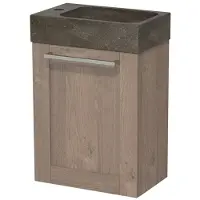Maxaro Modulo Pico Toiletmeubel met wastafel | 40 cm Middenbruin eiken Kader front Natuursteen