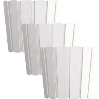 Prosperplast Set van 3x stuks wood-look plantenpot/bloempot kunststof dia 14.5 cm/hoogte 13 cm parel wit voor binnen/buiten