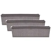 Prosperplast Ratolla plantenbak/bloembak - 3x - taupe - 12L - 70 x 17 x 15 cm - Met opvangschotel