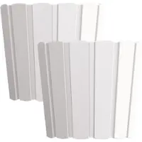 Prosperplast Set van 4x stuks wood-look plantenpot/bloempot kunststof dia 16.5 cm/hoogte 15 cm parel wit voor binnen/buiten